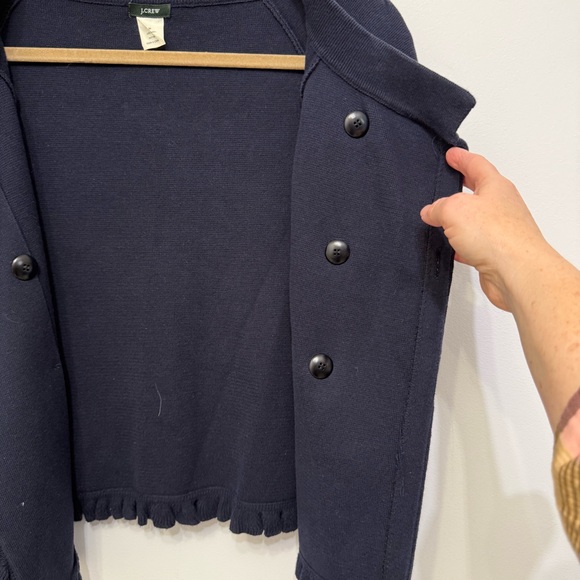 J. Crew Navy Blue Knit Cotton Sweater Cardiagn Blazer Jacket Women’s Size M - Picture 5 of 8